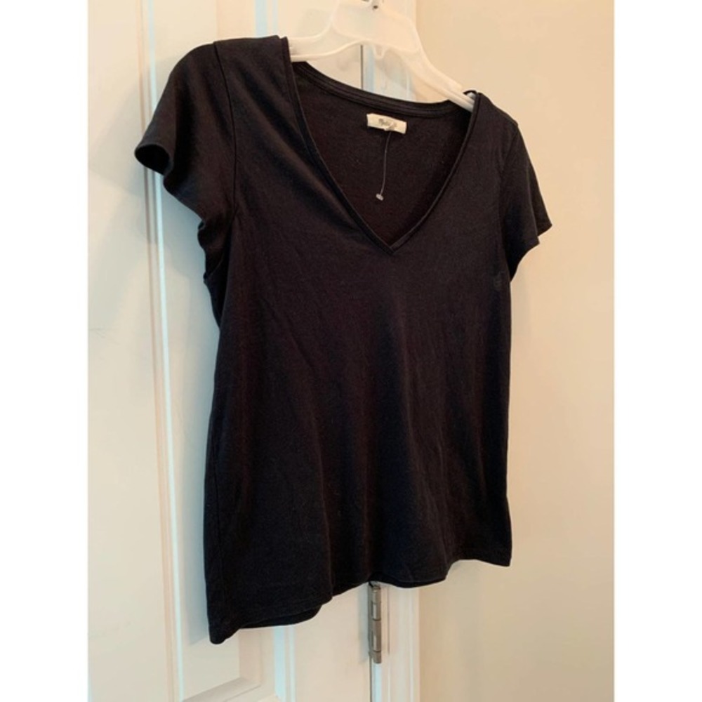 Like new! Madewell‎ women’s black flutter sleeve cotton top shirt blouse size S